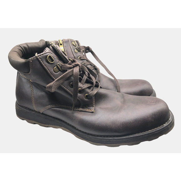 Steve Madden Boots 11 Brown Leather Combat Lace Up Chukka Mid Ankle Trader - Picture 1 of 7